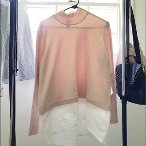 PINK LAYER HUGH NECK SWEATER